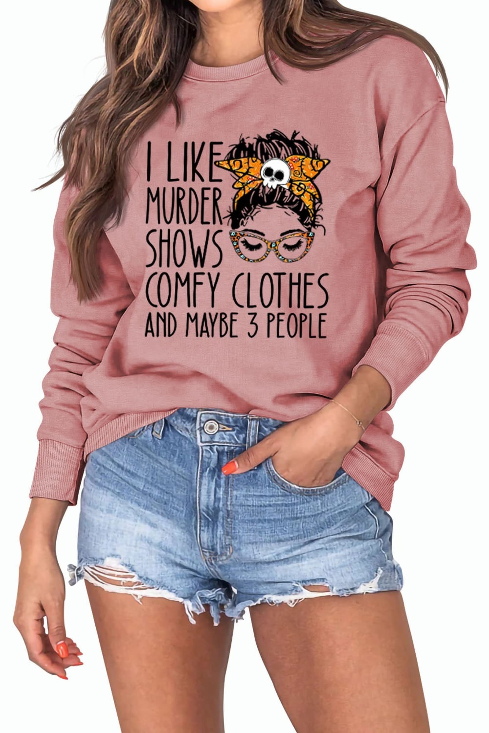 Women's 'I Like Murder Shows' Sweatshirt – Soft Cotton Blend, Funny Graphic Print - View #4