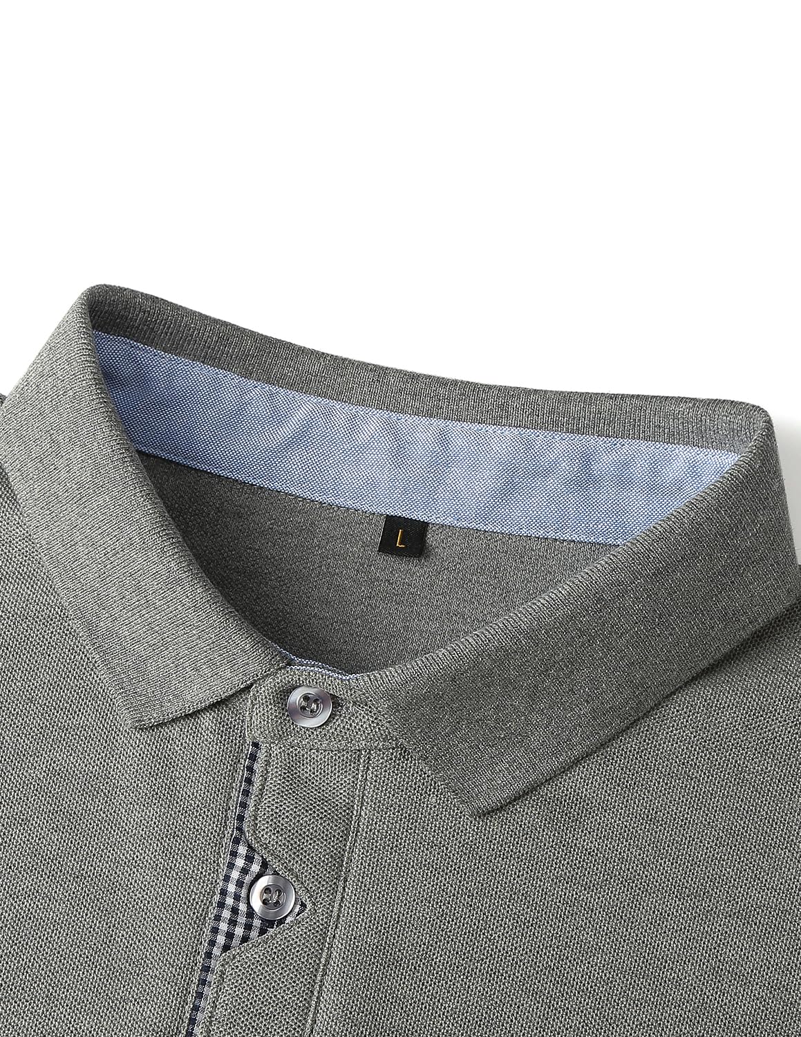 VMSUCIJ Polo Manica Lunga Uomo Maglietta con Abbottonatura Patchwork a Doppio Triangolo Elegante Cotone T-Shirt con Taschino