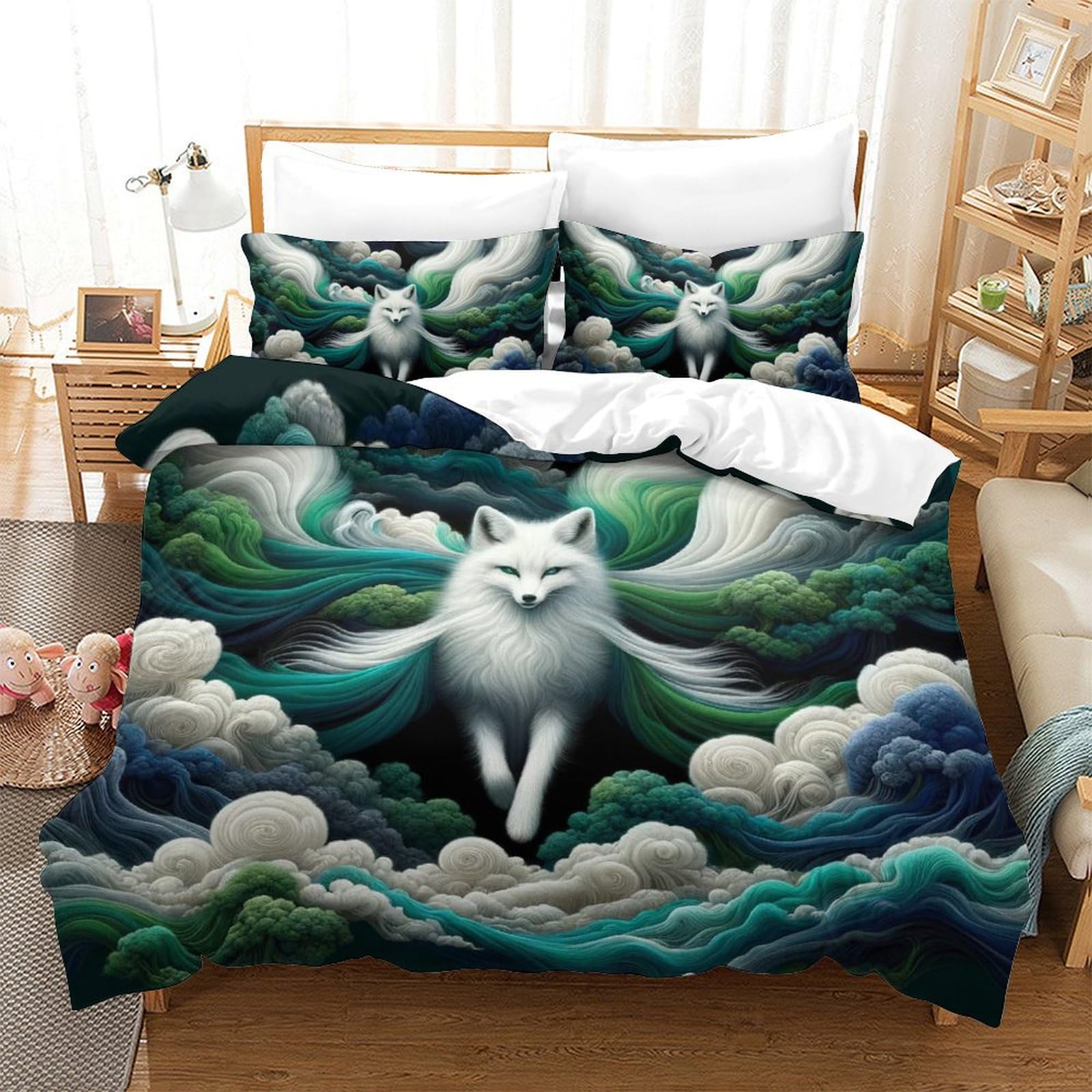 Housse de couette fox douce anti-transpiration fermeture éclair lit double 200x200