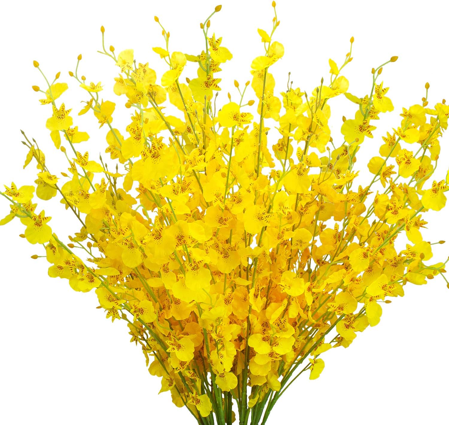 Grunyia Artificial Orchids Flowers, Silk Fake Faux Dancing Lady Orchids,10Pcs (Each 39”), for Indoor Outdoor Wedding Home Office Party Hotel Decoration(Yellow)