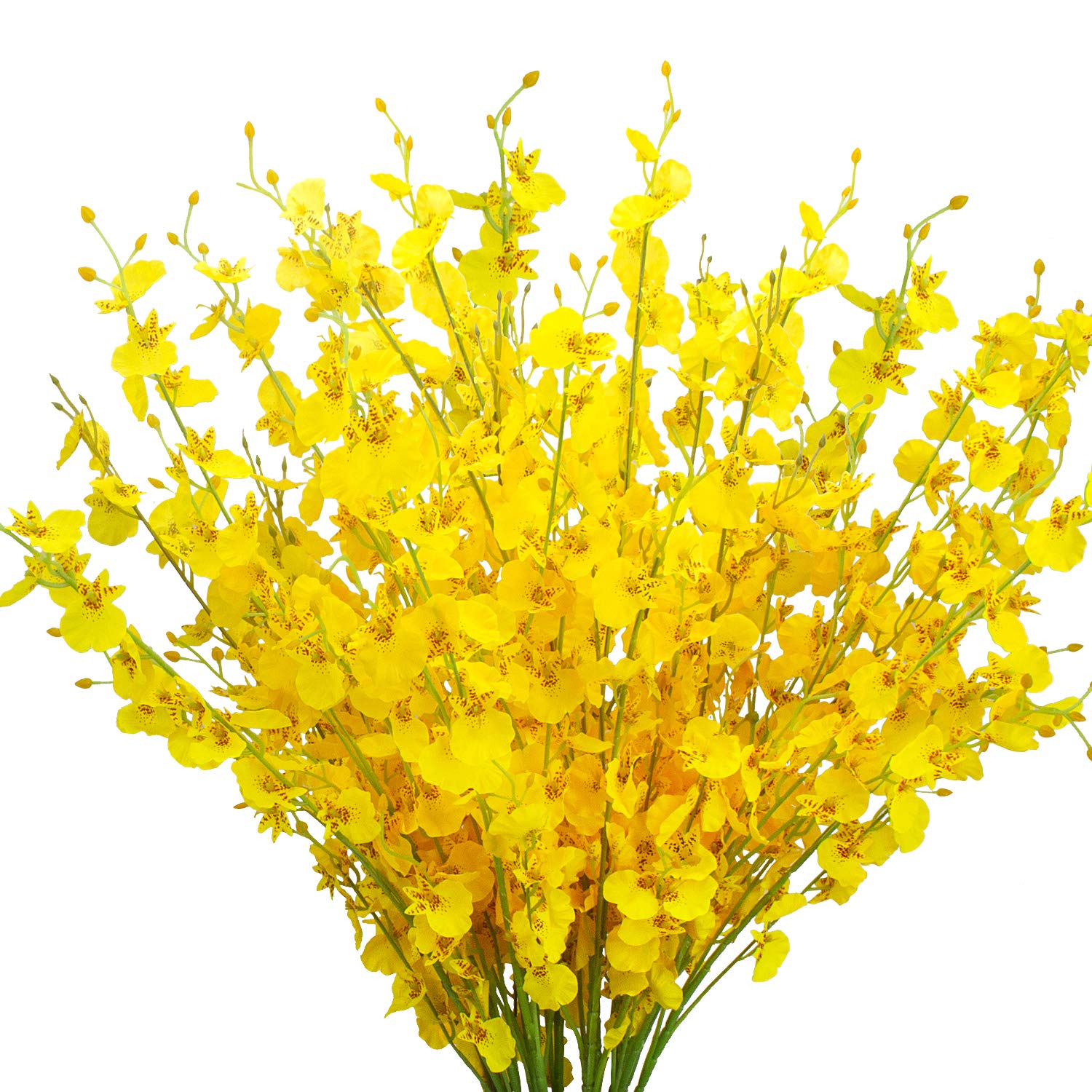 Artificial Orchids Flowers, Silk Fake Faux Dancing Lady Orchids,10Pcs (Each 39”), for Indoor Outdoor Wedding Home Office Party Hotel Decoration(Yellow)