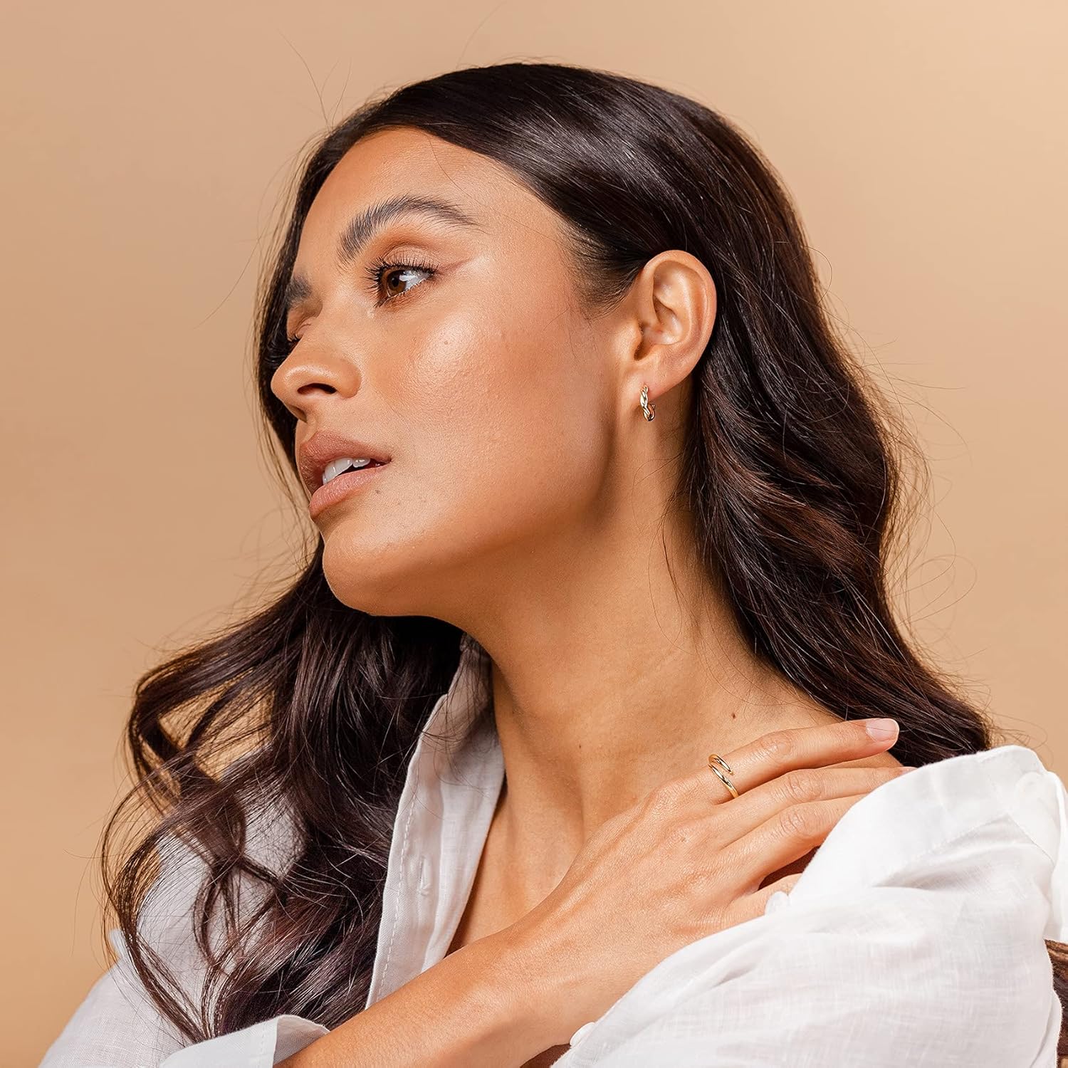 PAVOI 14K Gold Plated Chunky Huggies Earrings for Women - 925 Sterling Silver Posts Small Gold Huggie Hoop Earrings - Ultra Thick Hoops Trendy Jewelry - Image 4