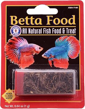 San Francisco Bay Brand All Natural Fish Food & Treat for Betta Fish - Freeze-Dried Bloodworms - Never Clouds Water - High Protein Tropical Fish Food for Betta, Freshwater Fish - 0.04 oz 1g