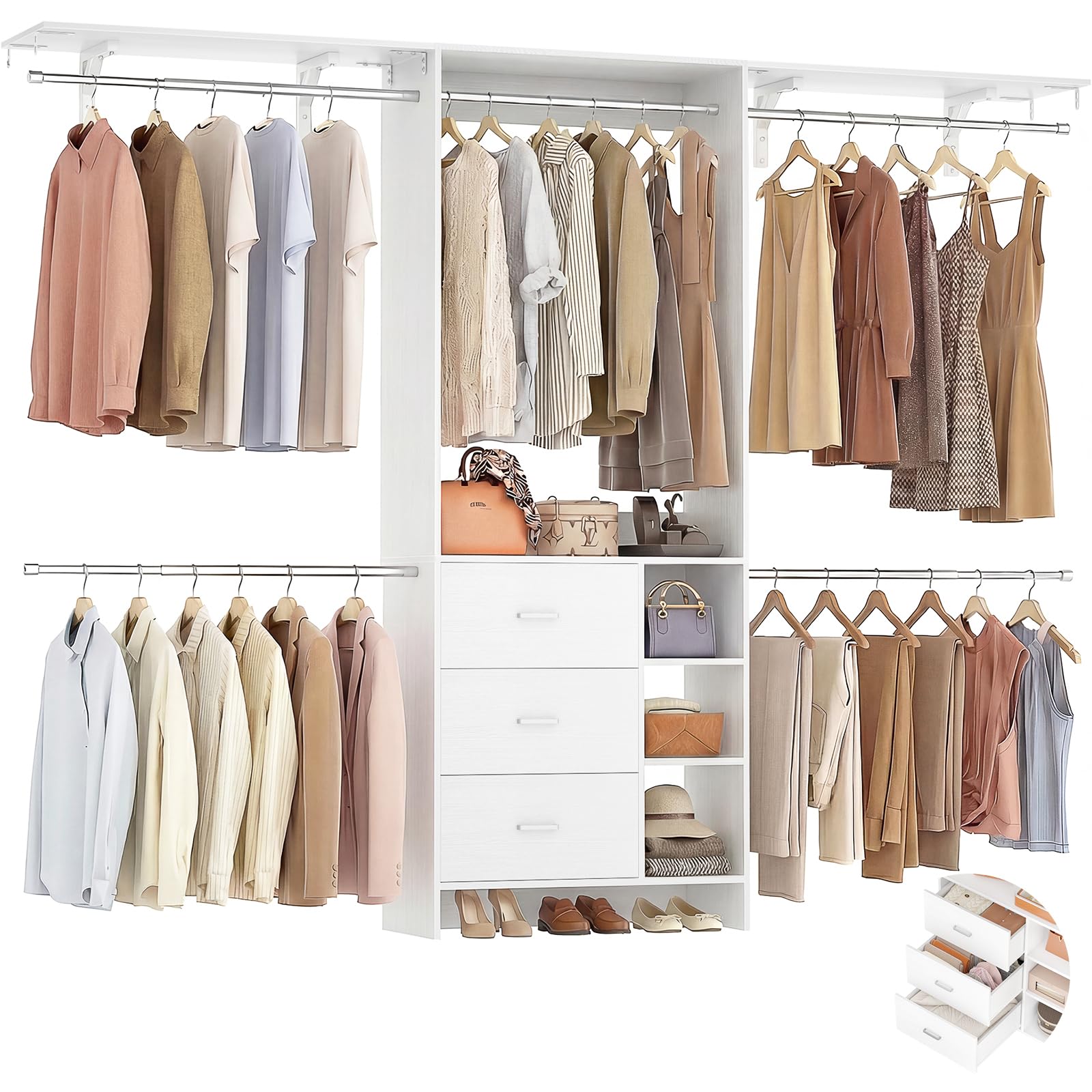 Amazon.com: Aheaplus Closet System, Closet Organizer with 3 Wooden