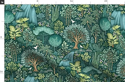 Miniatura 8 de Spoonflower Tela  Paraíso del bosque, naturaleza del bosque, vida silvestre, exuberante botánico, verde impreso en pétalos Signature tela de algodón