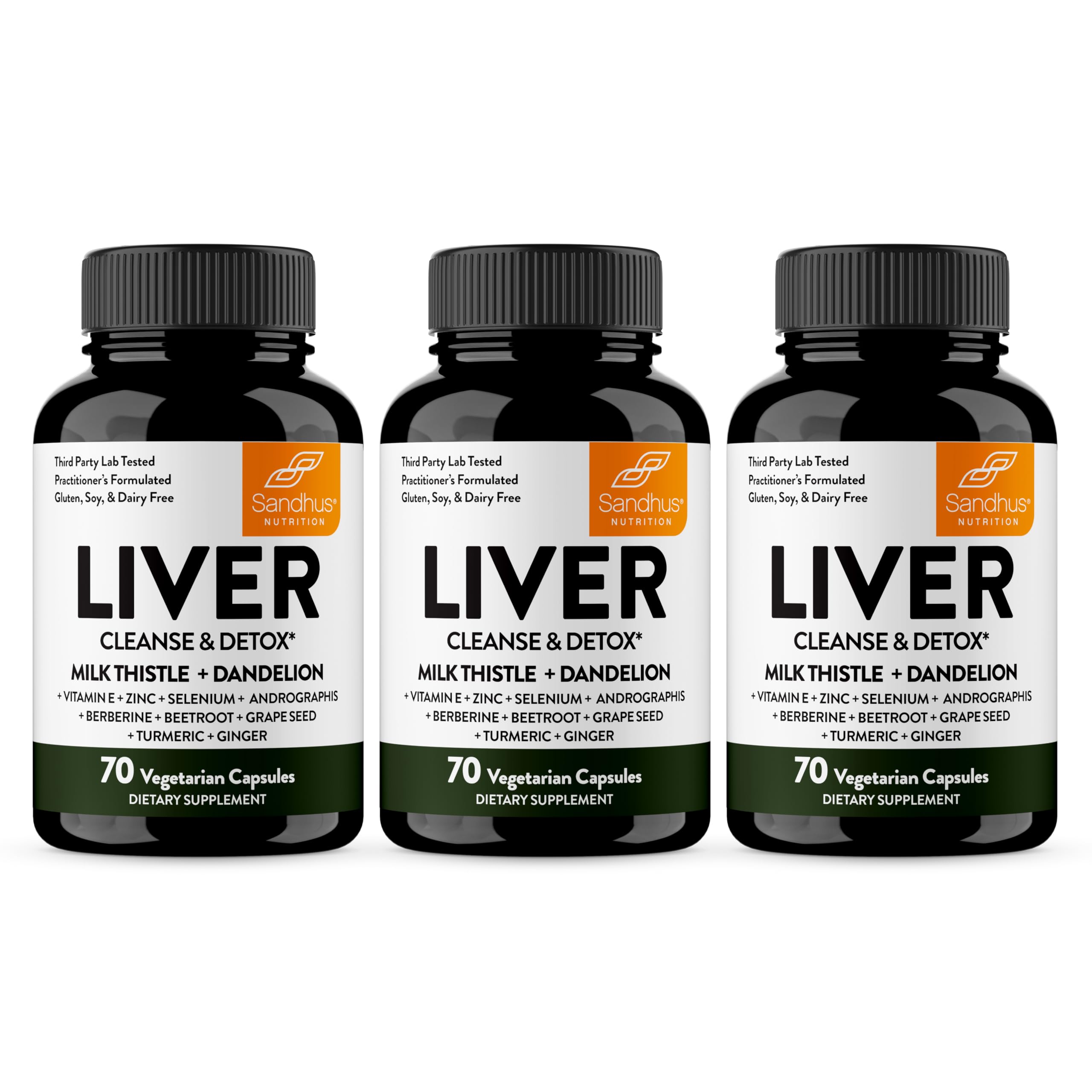 Sandhu's Liver Renew Cleanse Detox, Repair & Support |70 Capsules (Pack of 3)| Herbal Supplement for Liver Health| Milk Thistle Dandelion Root with 9 Minerals