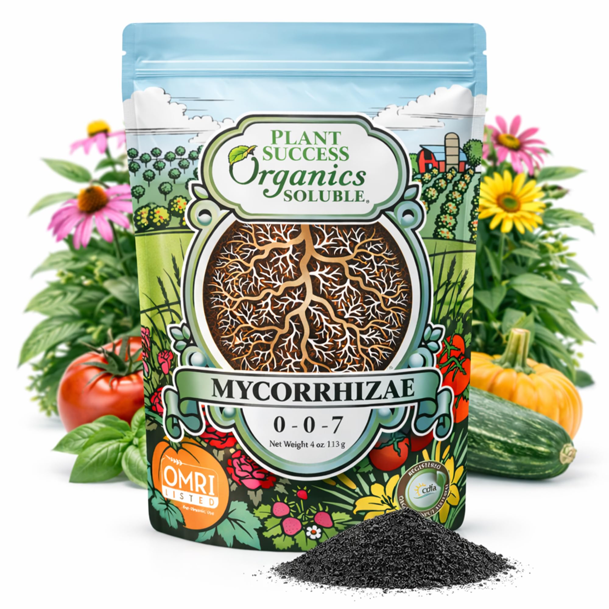 Mycorrhizal Fungi OMRI Organic Root Enhancer for Plant Success, Super Potent 20 Strain ECTO and ENDO Blend for Trees, Vegetables and Houseplants, Beneficial Bacteria Included Treats 700 Plants
