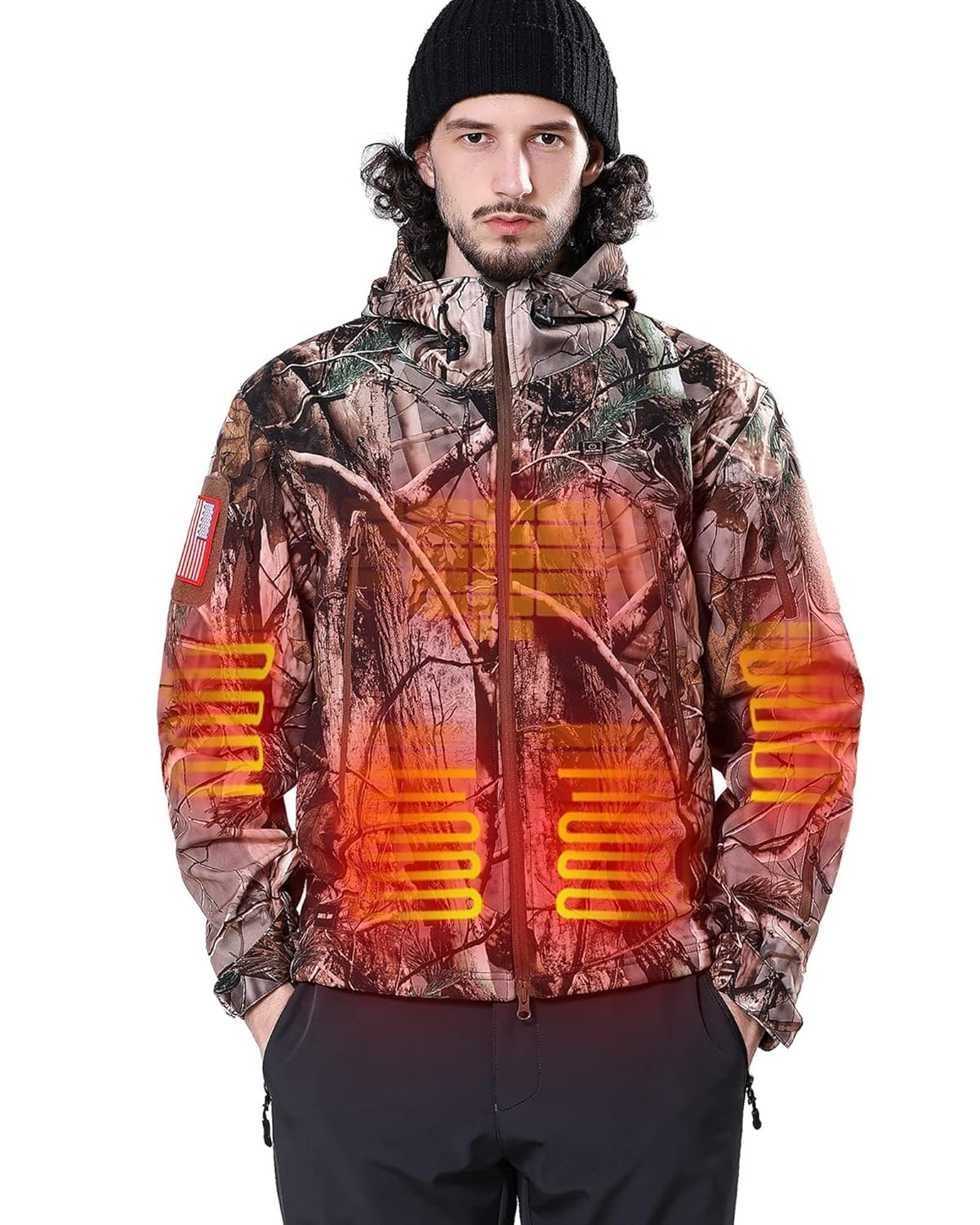 DEWBU Heated Jacket for Men with 12V Battery Pack Winter Outdoor Soft Shell Electric Heating Coat