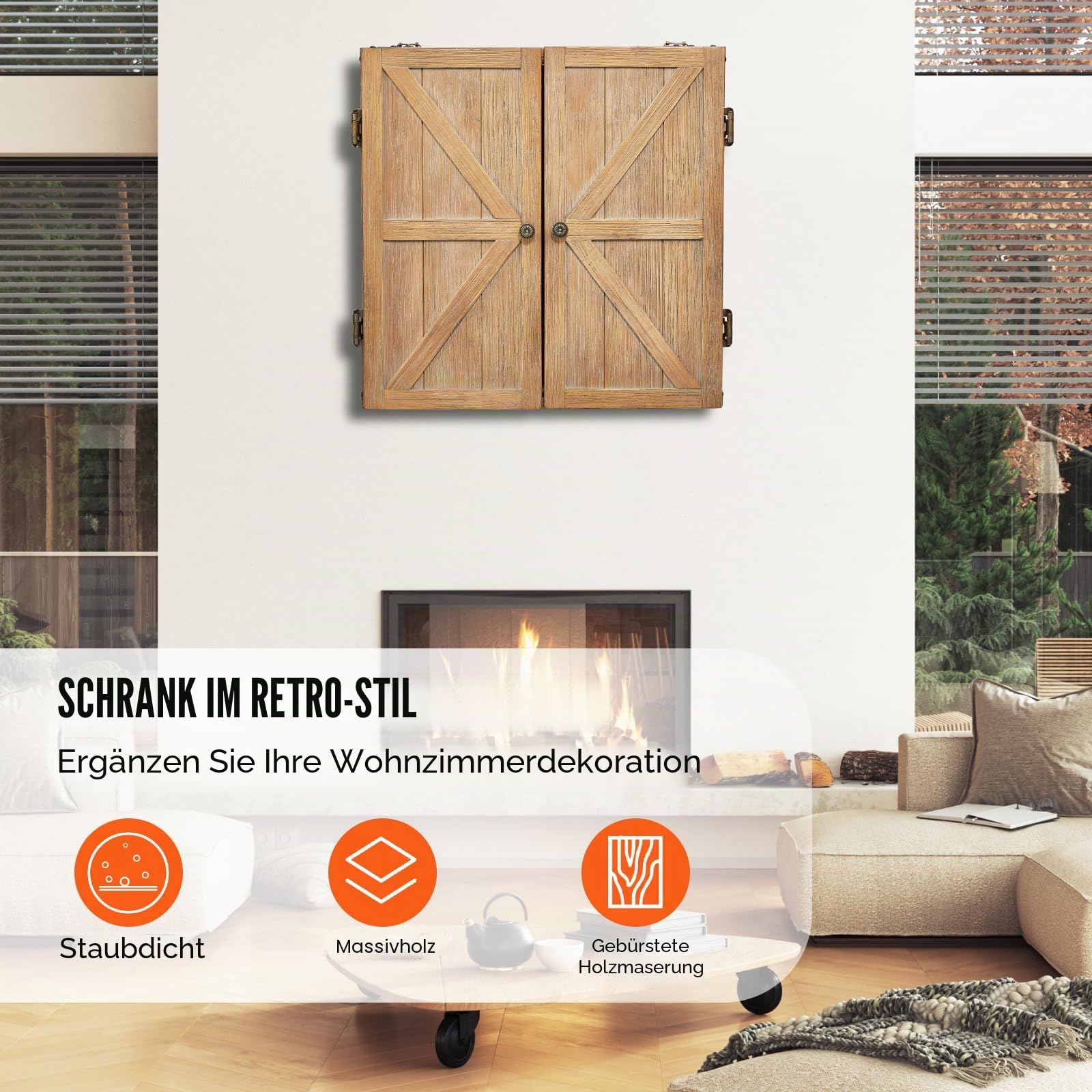 VEVOR Dartboard-Schrank-Set aus Massivholz, versteckbarer Schrank in offizieller Größe mit Zubehör für Cricket-Spiele (Dartboard Nicht im Lieferumfang enthalten)
