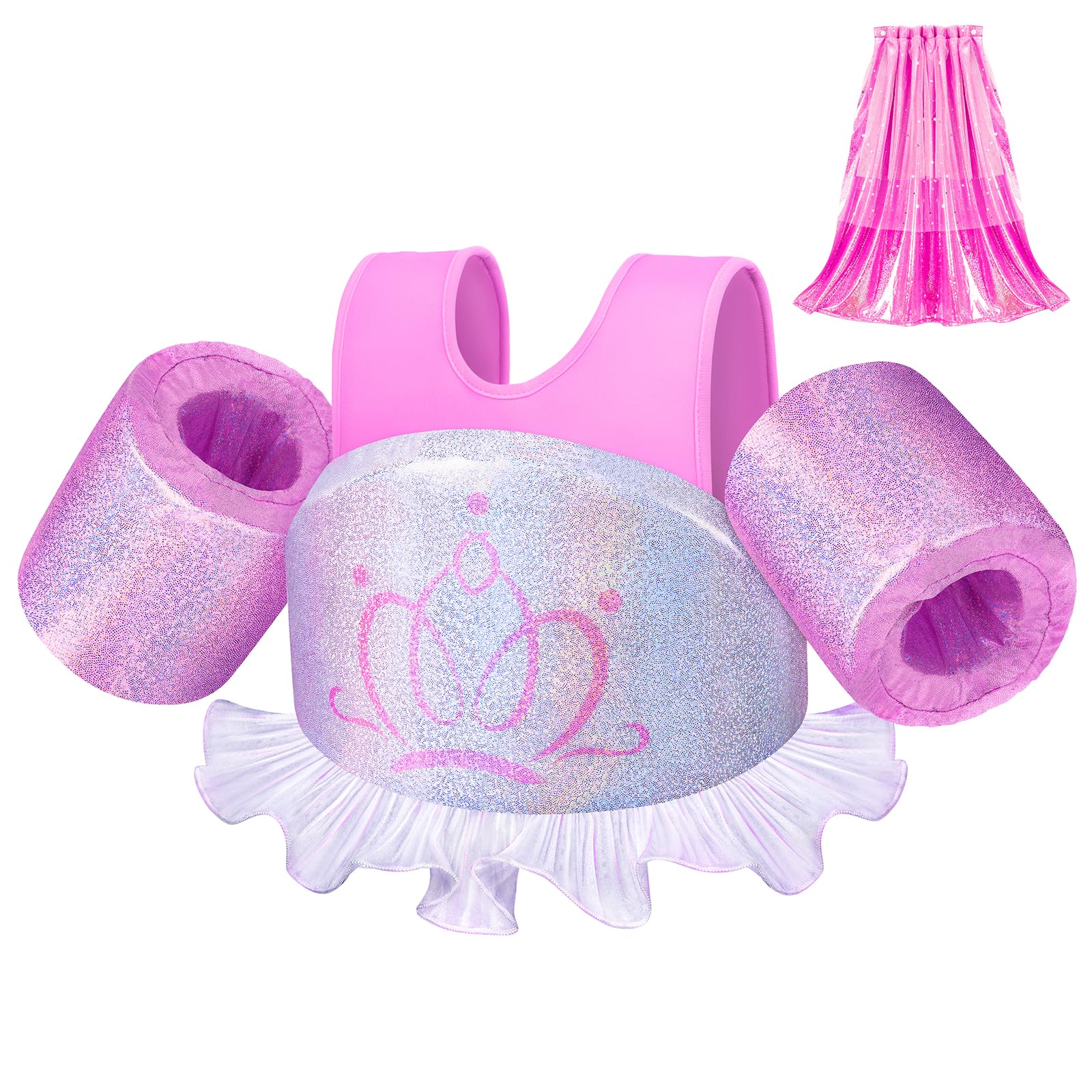 Chaleco de Natación para Niños con Capa, Tirantes Ajustables, Abuytwo Chaleco Flotador con Brazalete para Bebes de 2-7 Años Niños y Niñas Chaleco Flotantes Entrenamiento, 10-23 kg