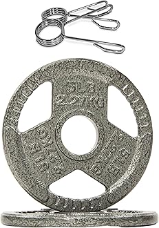Signature Fitness Olympic Cast Iron Plate Weight Plate for Strength Training and Weightlifting, Multiple Sizes