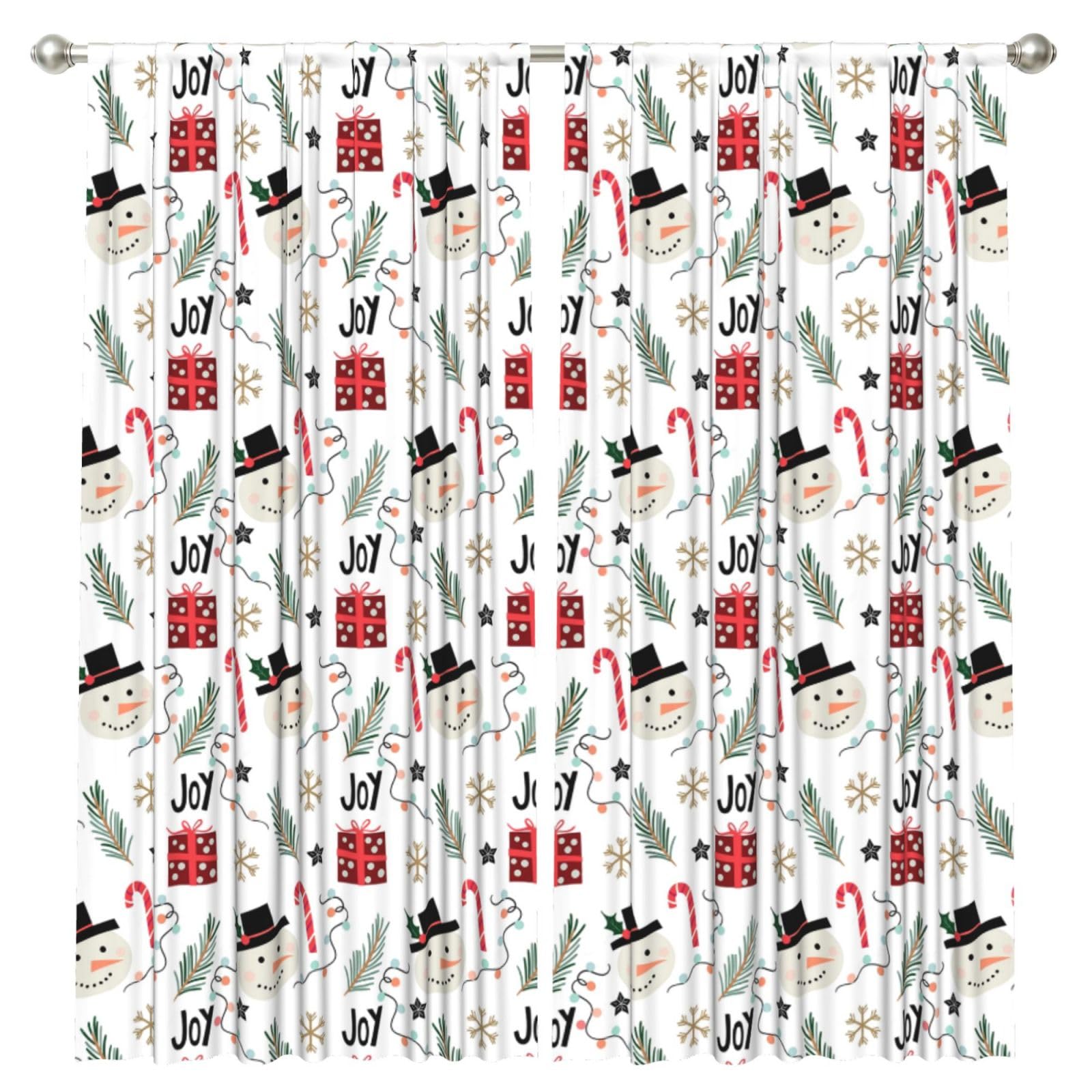 InOmak Christmas With Snowman, 2 Panels Window Curtains 52 x 84 Inch Blackout Curtains for Living Room Bedroom