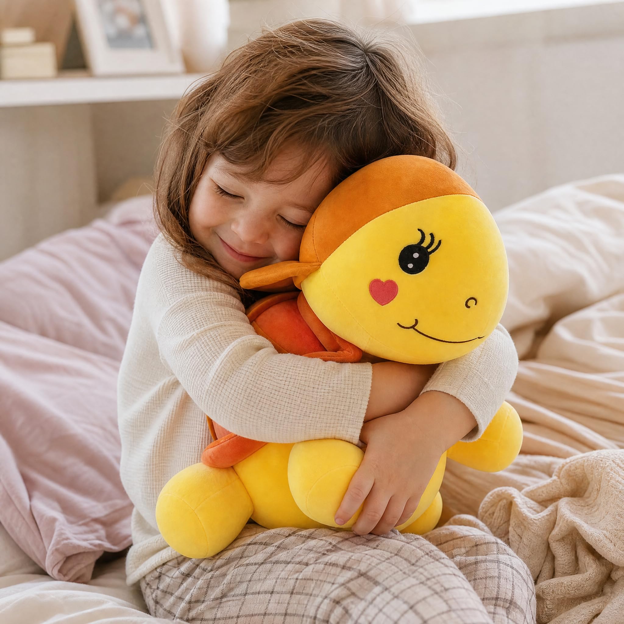 Peluche a Forma di con Cappuccio E Espressivi per Sicuri Viaggi Auto Lettino Divano Collezione Regalo, 50cm