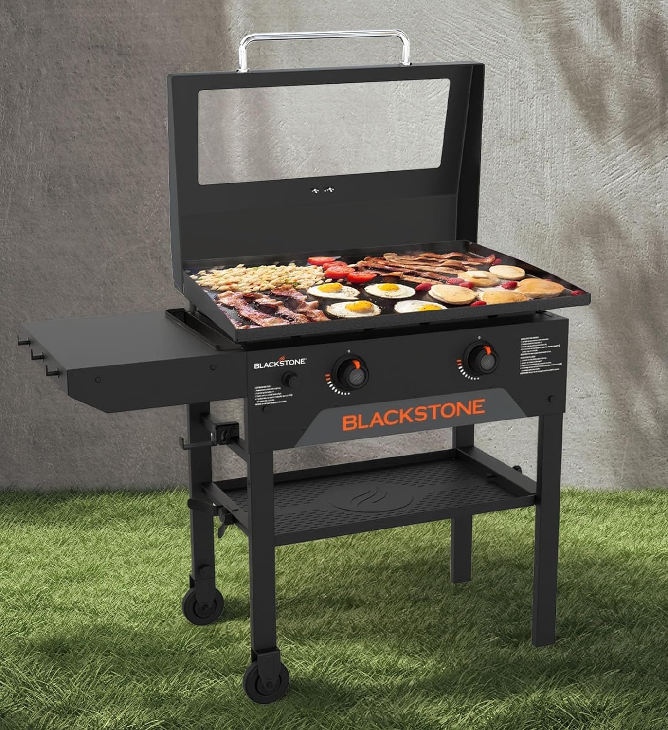 Upgrade Hinged Lid for Blackstone 28" Omnivore Griddle Hood,5857 Visualized Tempered Glass Hard Cover for Blackstone Lid 28" Omnivore 2206 1883 1517 2287 etc.Flat Top Griddle Accessories w/Thermometer