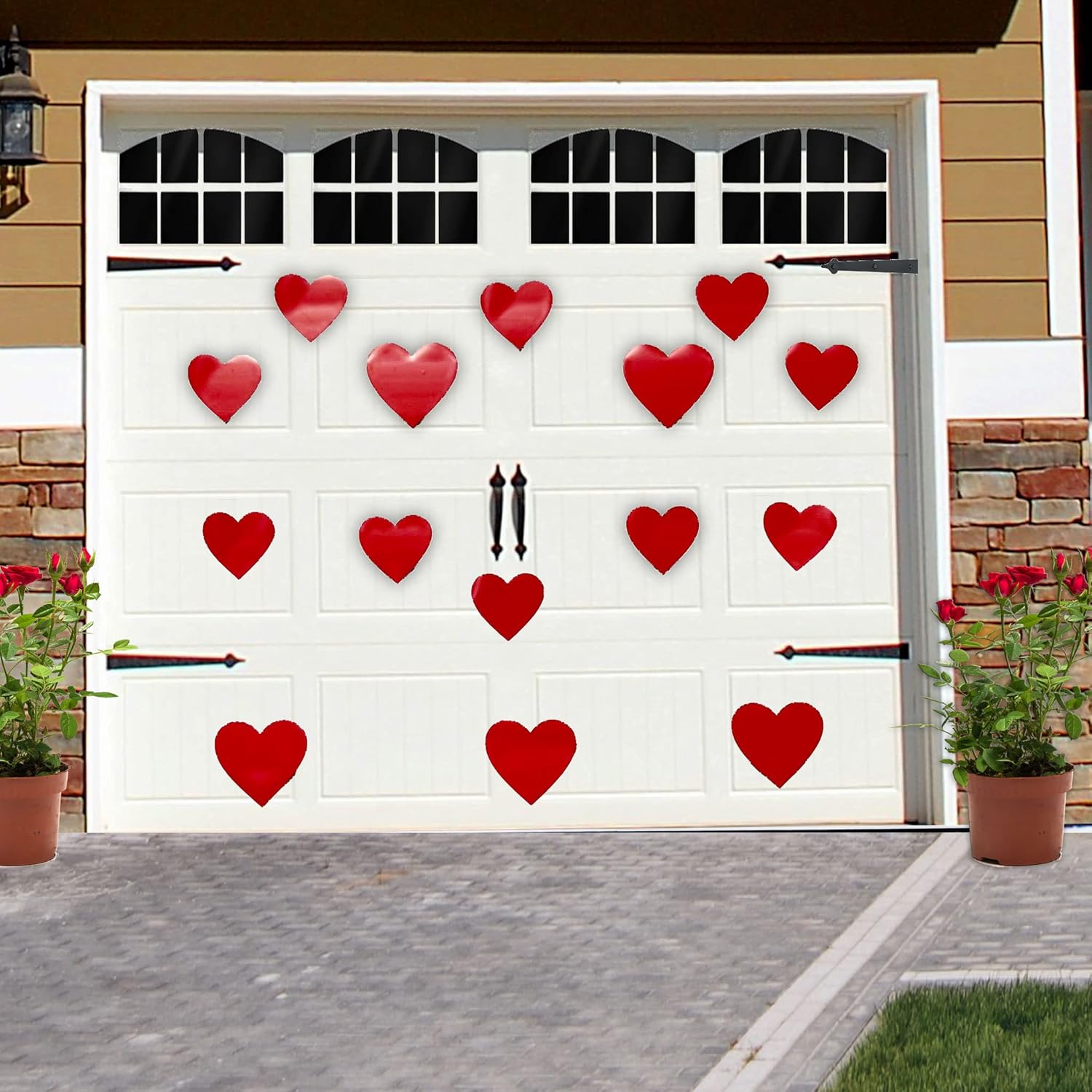 Jumbo Valentine's Day Red Hearts Garage Door Magnets, 15 Red Heart Magnets, Indoor or Outdoor Thick Magnets, Garage Door Decals, 19915