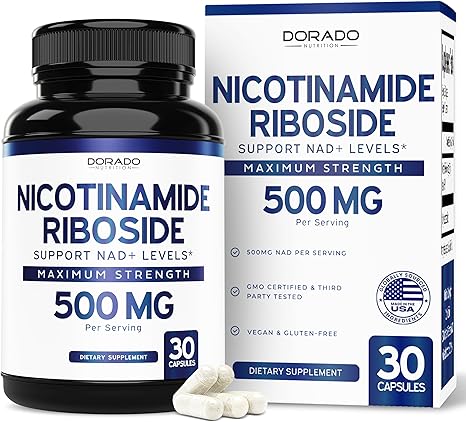 Nicotinamide Riboside 500mg (30 Count) NAD Supplement - NR Supplement For Women & Men to Support NAD+ Levels - NAD Booster - Third Party Tested - Vegan Safe, Non GMO & USA Made (30 Capsules)