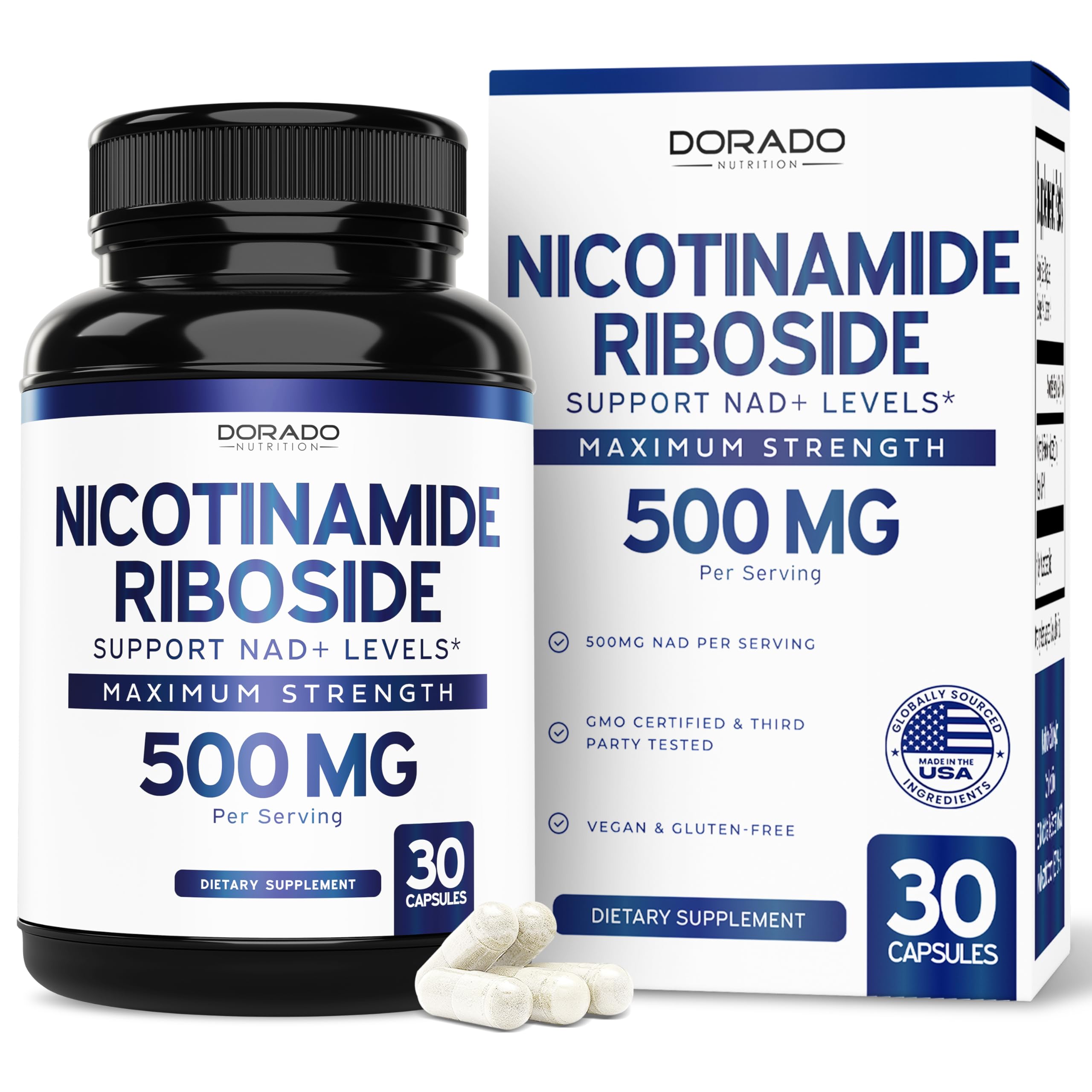 Nicotinamide Riboside 500mg 30 Count NAD Supplement - NR Supplement For Women Men to Support NAD Levels -