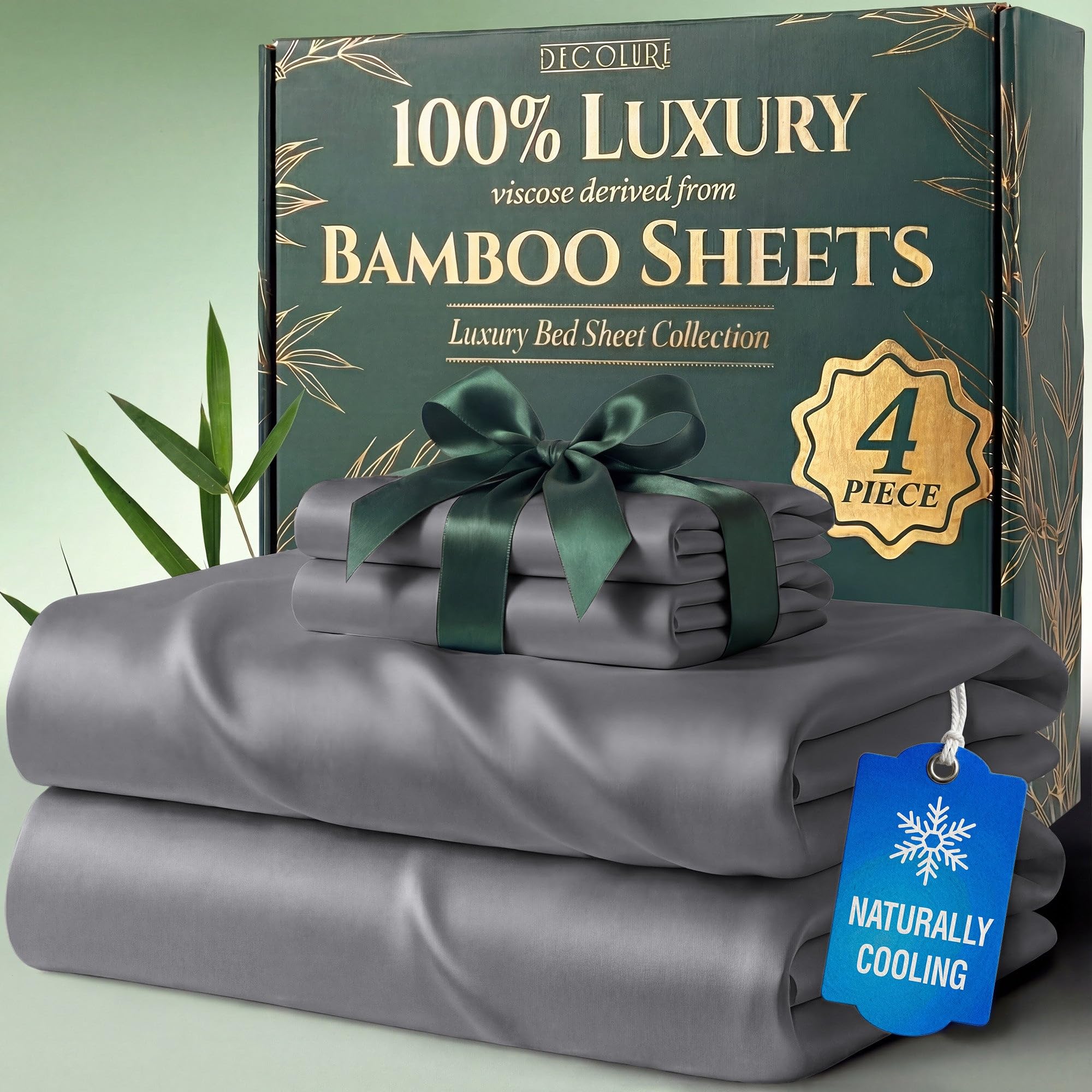 DECOLURE 100% Organic Viscose Derived from Bamboo Sheets Queen Size 6pcs - Ultra Soft & Luxuriously Cooling, 17" Deep Pocket, Double Stitching, Perfect for Hot Sleepers - Queen Bed Sheets (White) — view 39