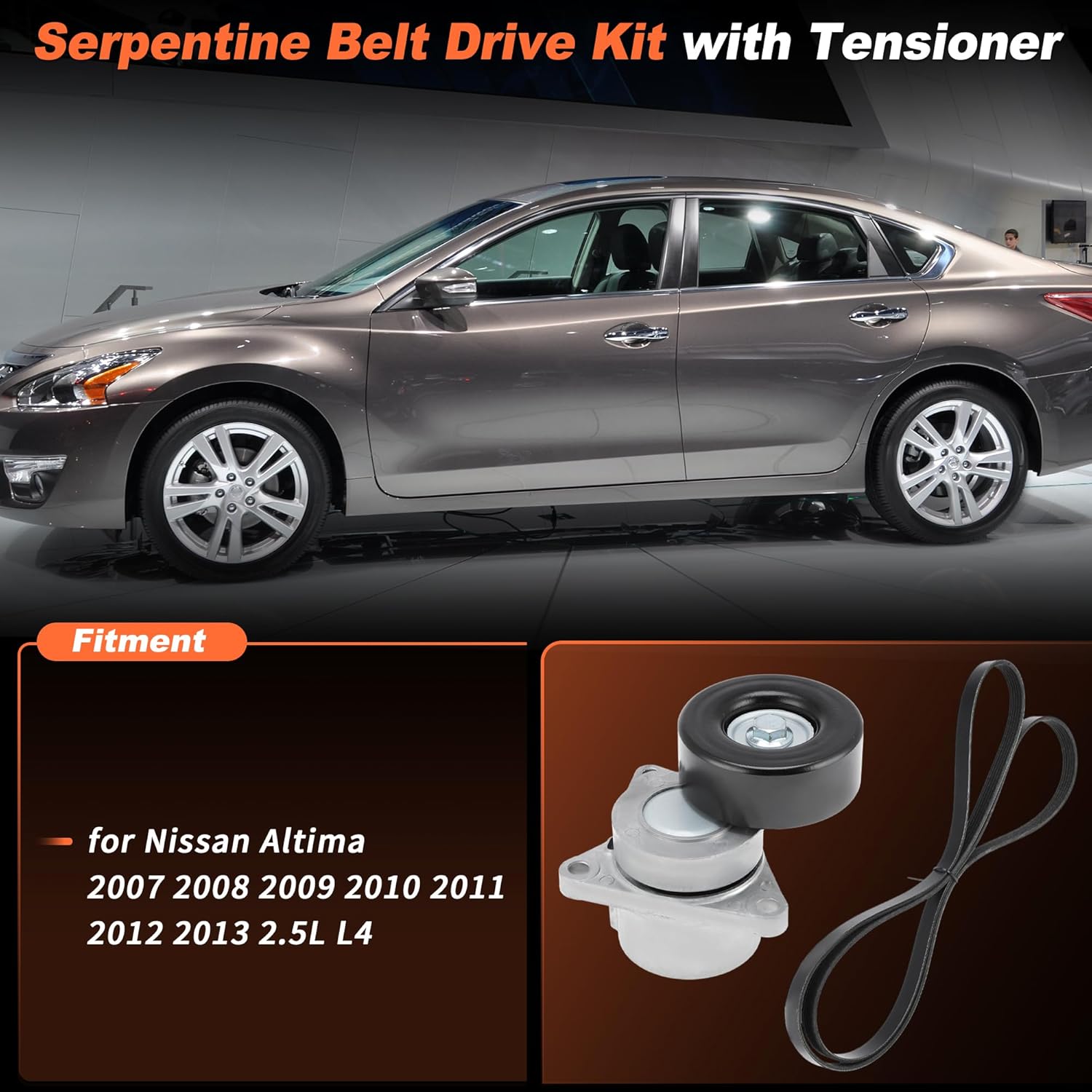 90K-38284B Serpentine Belt Drive Tensioner Kit for Nissan Altima 2007-2013 2.5L L4 Complete Drive Belt Tensioner Component Kit 38284 6PK2235