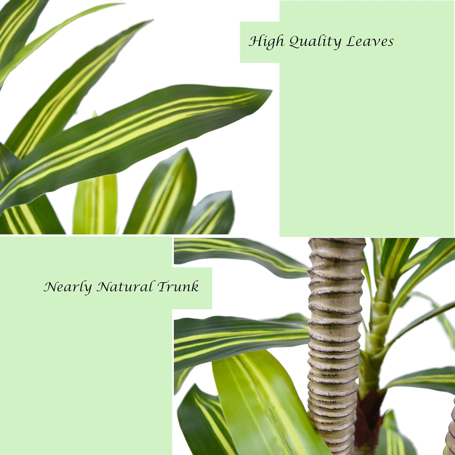 Artificial Dracaena Tree 6ft, Fake Plant with White Tall Planter, Faux Yucca Floor Trees, Artificial Silk Plants for Home Office Room Decor Housewarming Gift Indoor - Image 3