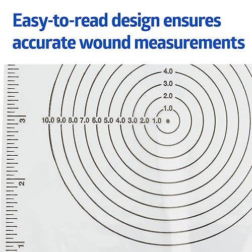 Miniatura 5 de Medline Regla de plástico para heridas Bullseye, transparente, medidas en centímetros y pulgadas, desechable, bolsa de 250 unidades cada una