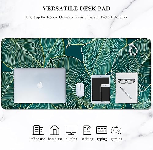 Miniatura 7 de Auhoahsil Alfombrilla de escritorio, tamaño XL, extendida, grande, 31.5 x 11.8 pulgadas, alfombrilla de mouse impermeable con borde cosido,