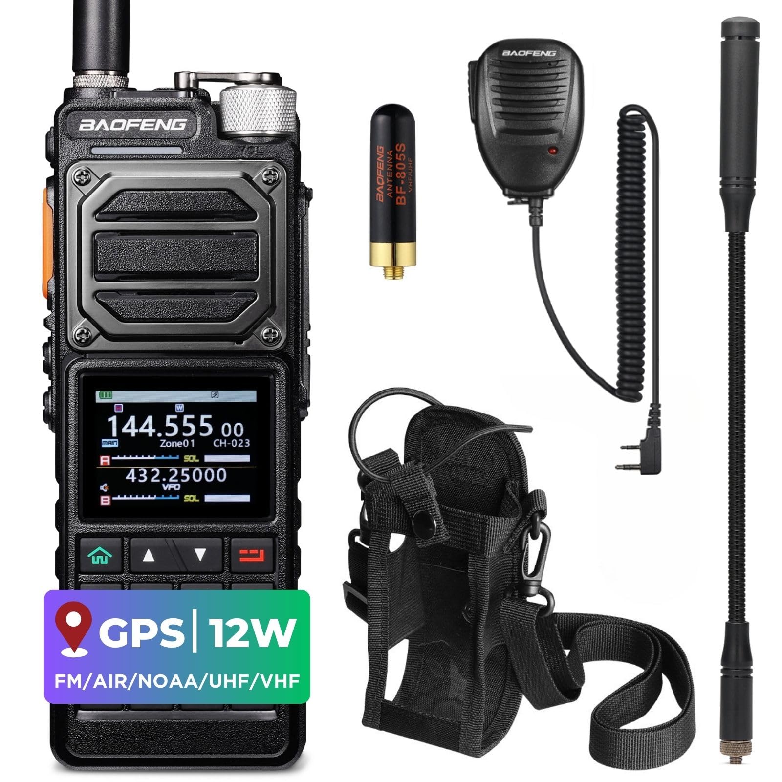 BAOFENG UV-25 PLUS 10W GPS Ham Radio Handheld, Long Range Two Way Radio AM FM NOAA Receiver with 5200mAh Battery USB-C Port, 2
