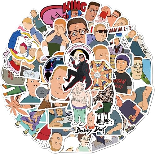 Calcomanías de dibujos animados de King Hill para laptop, botella de agua, teléfono, 50 calcomanías de personajes lindos, calcomanías estéticas