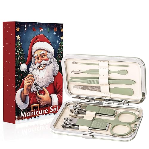 Miniatura 8 de Juego de manicura y pedicura para cortaúñas, kit de manicura de acero inoxidable 7 en 1, kits de aseo, regalos de Navidad de menos de 5 dólares,