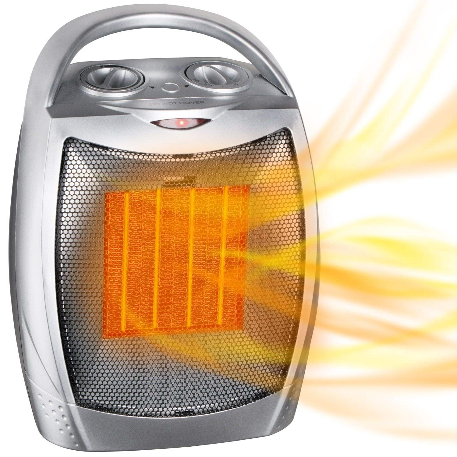 GiveBest Portable Electric Space Heater with Thermostat 1500W/750W Safe - Silver - Picture 1 of 5