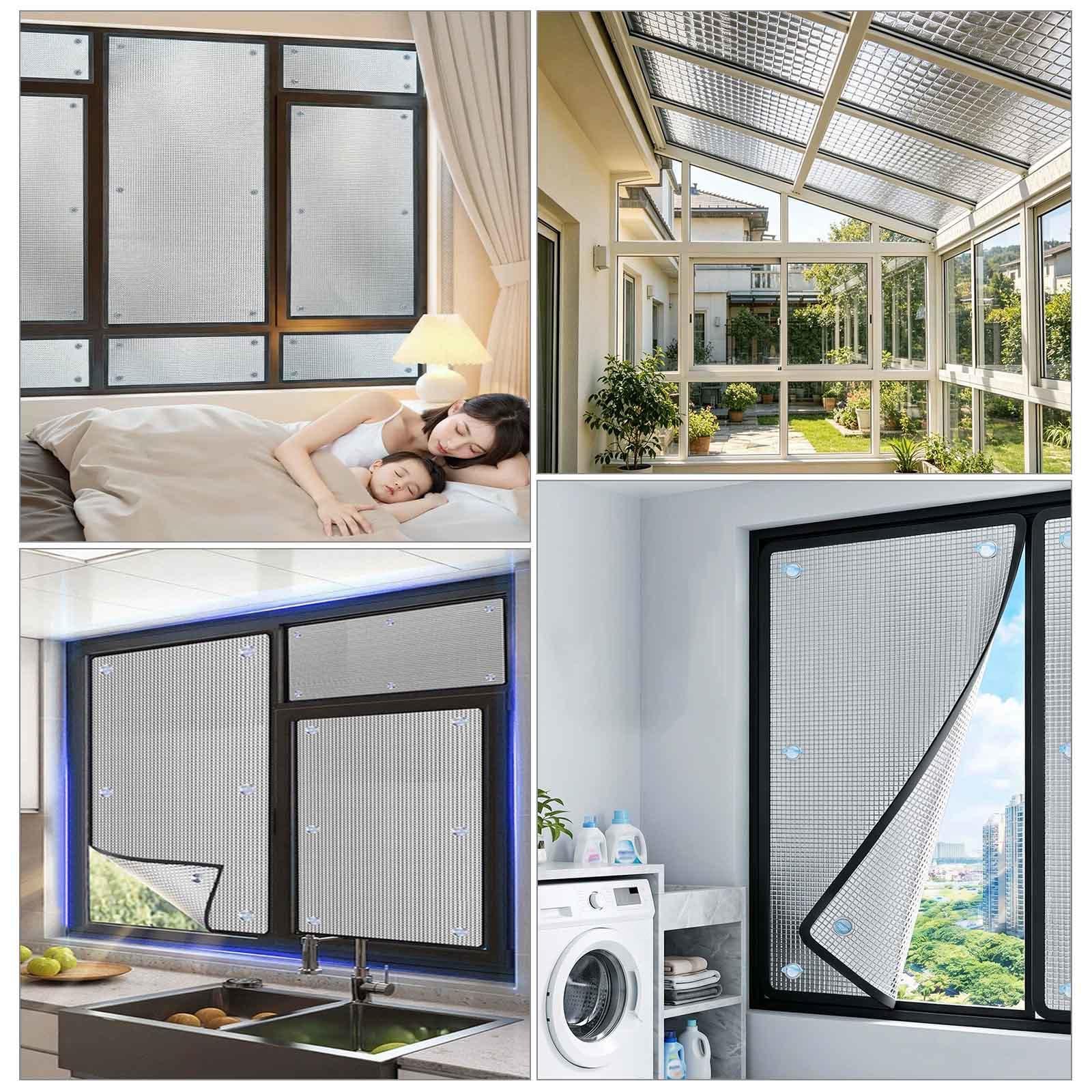 Folia okienna ochrona przed słońcem, podwójna folia aluminiowa termoizolacyjna, folia zaciemniająca anty-UV, folia odbijająca ciepło, do werandy garażowej, szer. x wys. 150 x 300 cm / 59 x 118 cali