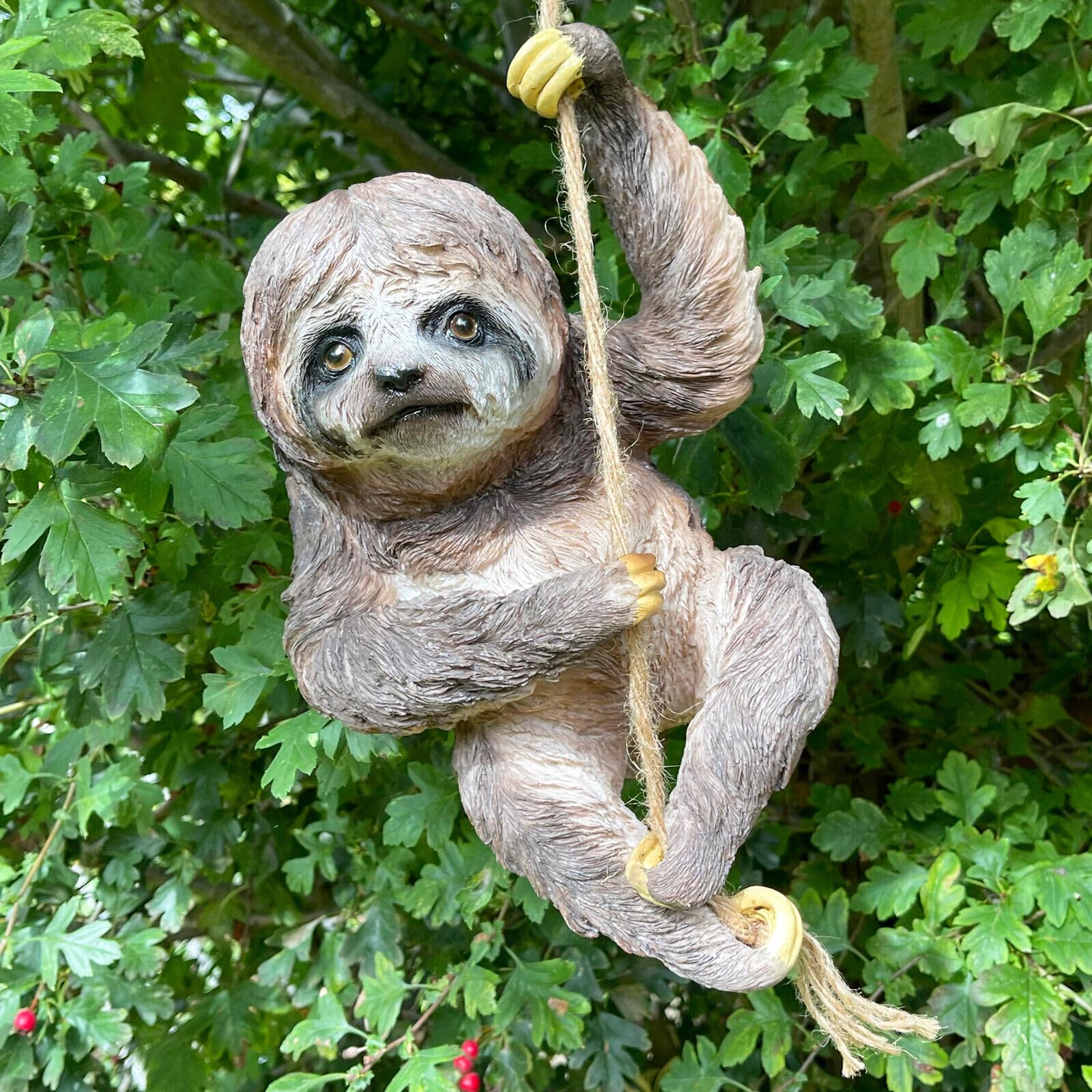 Darthome Brown Climbing Sloth Tree Hanging Garden Tree Ornament Statue Sculpture Decoration C