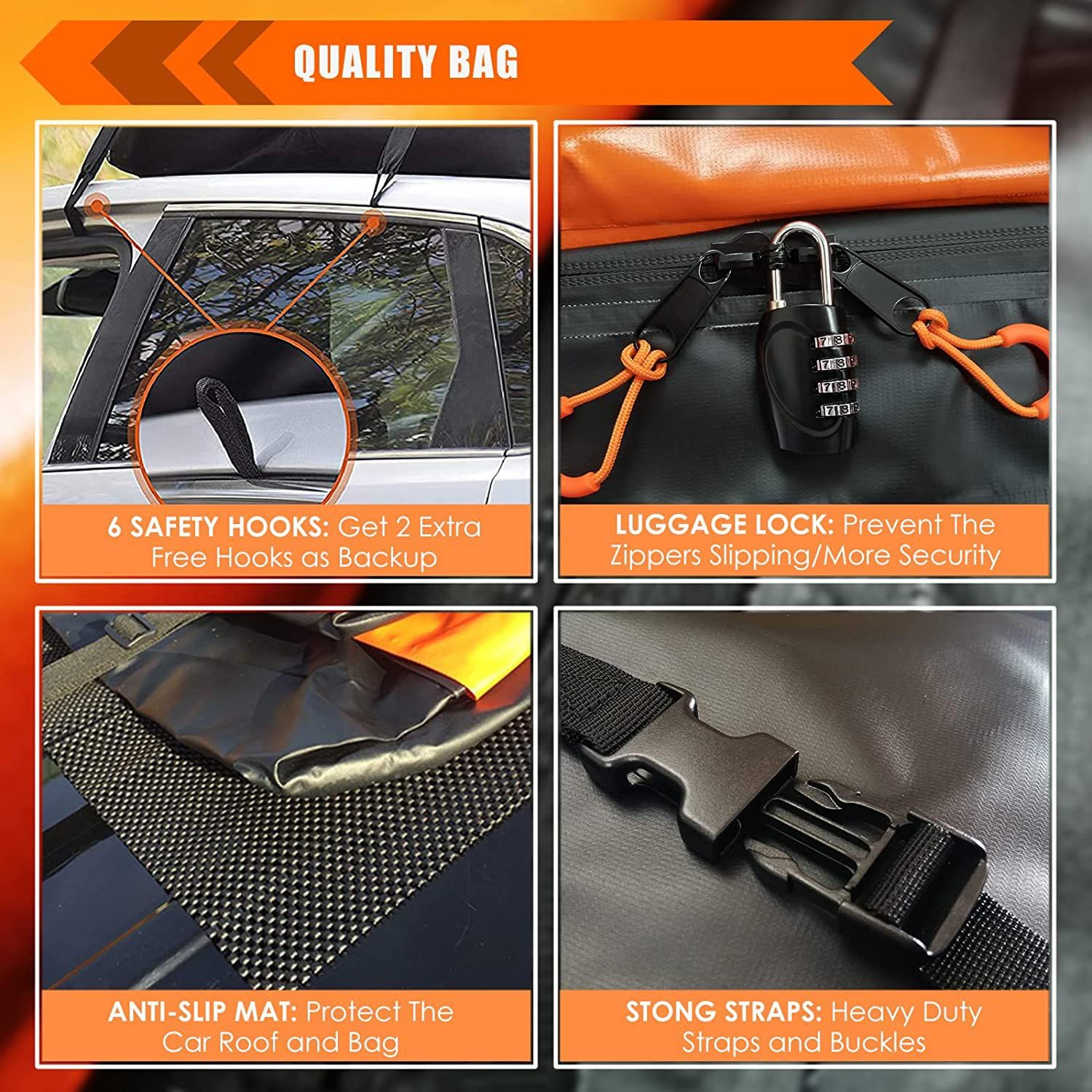 Box da Tetto per Auto per Toyota AYGO Hatchback, Impermeabile Oxford Panno Grande Tetto Cargo Carrier Borse con Tappetino Antiscivolo,A/15cubic Feet(112 * 86 * 43)