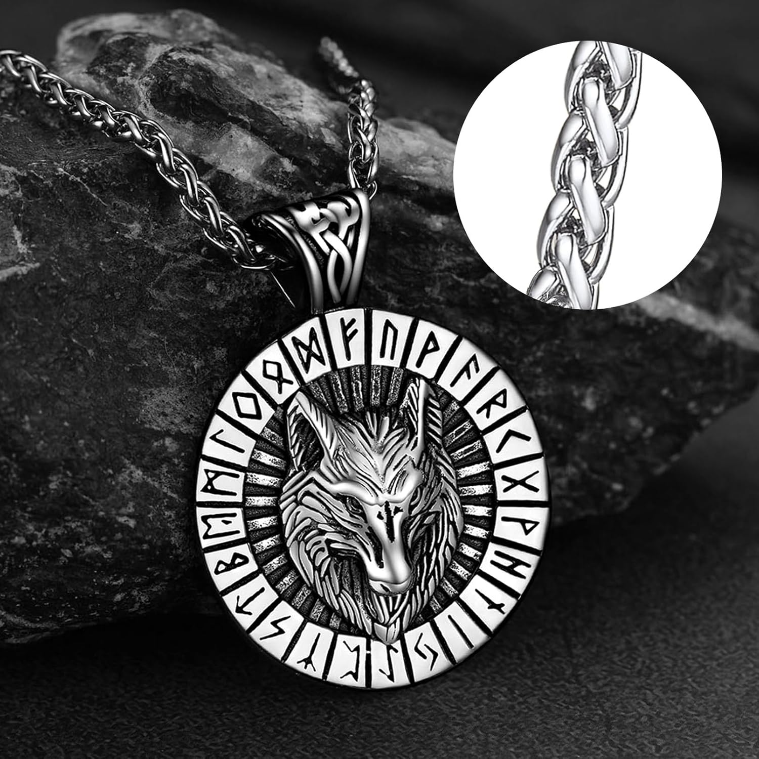 FaithHeart Norse Viking Wolf Pendant Necklace for Men/Women, Stainless Steel/18K Gold Plated Nordic Vikings Stuff Jewelry with Gift Packaging - Image 3