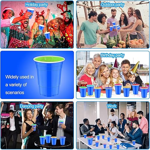 Miniatura 6 de 120 vasos de plástico azules de 16 onzas para decoración de fiesta del 4 de julio, vasos de plástico desechables de plástico de 16 onzas, vasos