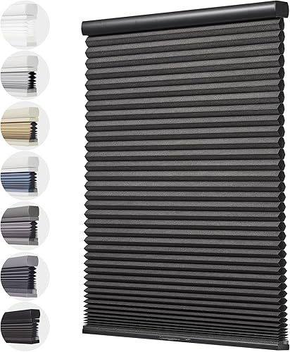 Toanture - Persianas celulares opacas sin cordones, opacas con panal de abeja, persianas para ventana, aislamiento térmico de 1.8 pulgadas,