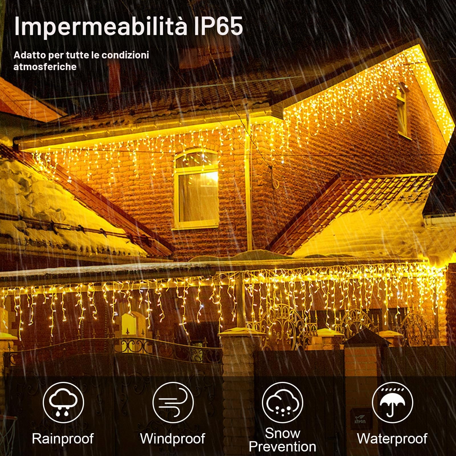 Solare Luci Natale Esterno Cascata 10M 336LEDs Tenda Luminosa Esterno Luci Cascata Catene Impermeabile con 8 Modalità Telecomando Natale Ghiaccioli Luminosa per Finestra Balcone[bianco caldo]