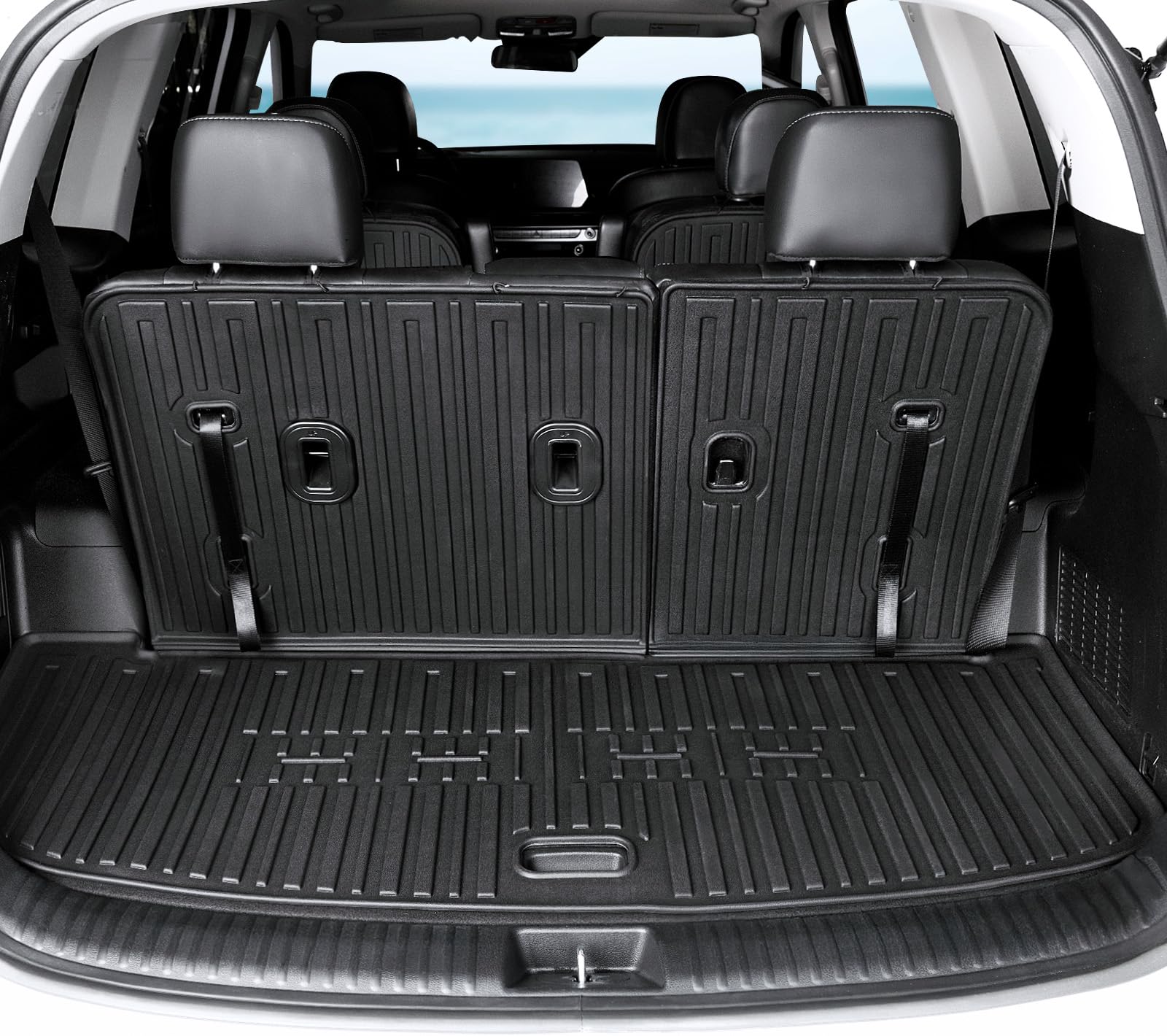 LTSRLL Auto Tappetini in Pelle su Misura per Kia Telluride 2020 2021 2022 2023(LHD), Copertura Completa Tappetino Abitacolo Tappeti per Pavimenti Accessori,C/Black-Red