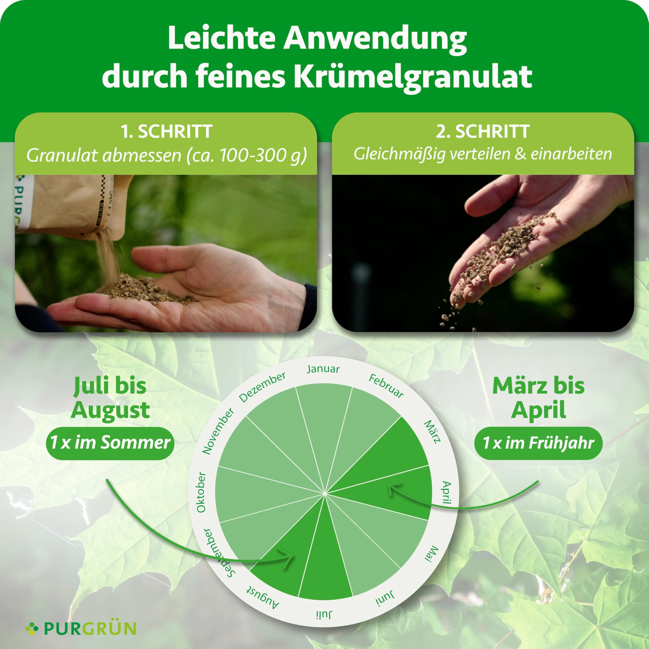 Kugelahorn-Dünger 1 kg – Organisch-mineralische Rezeptur – Feinkörniges Krümelgranulat – NPK 8+4+5 – Extra Magnesium für eine leuchtende Blattfärbung – Verbessert die Bodenqualität