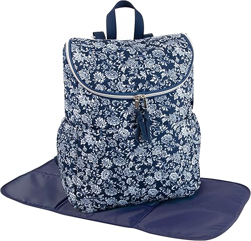 Miniatura 3 de Mochila de pañales floral multifunción y bolsa de pañales de viaje con cambiador y correas para cochecito