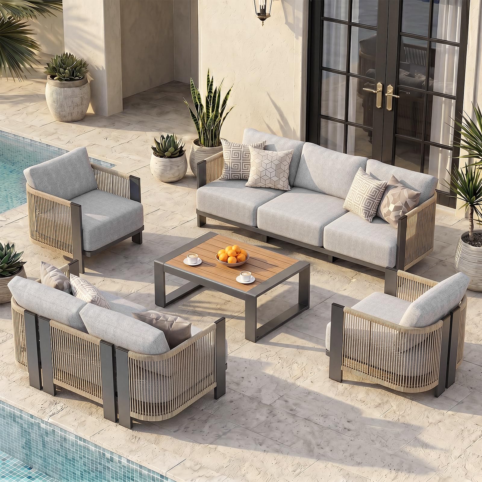 5-Piece Curved Luxury Patio Conversation Set