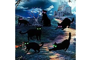6 Pack Halloween Cats Decorations: LED Glowing Eyes Black Cats Glow in The Dark