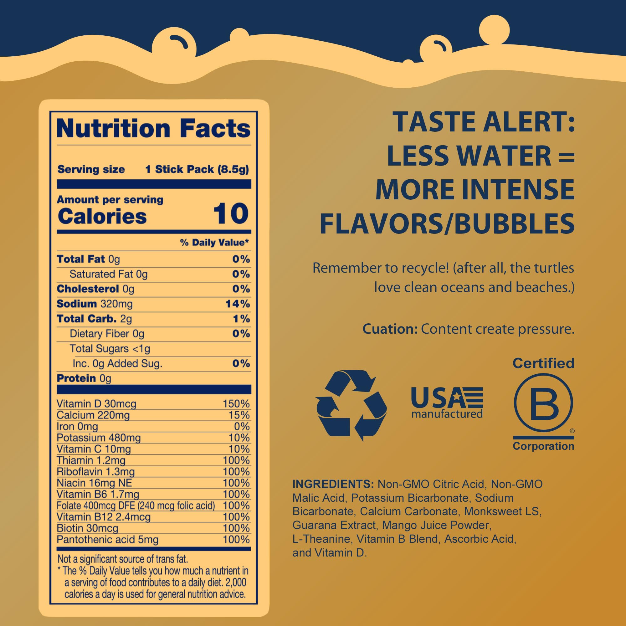 Bobelo Self-Carbonating Energy Drink Mix, Peach Mango, 15 Packs — Amazon image 2