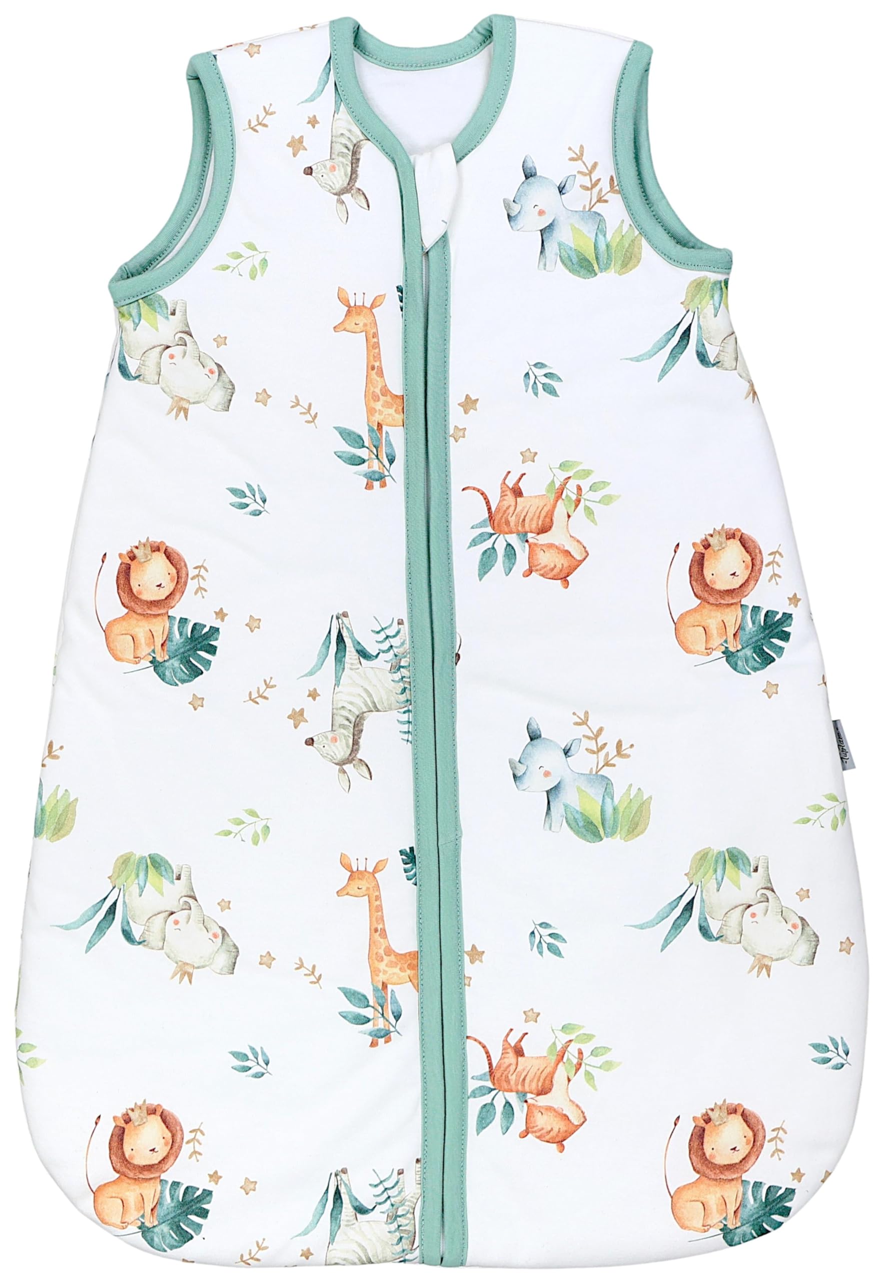 TupTam Baby Schlafsack 2.5 TOG – Warmer Winter Schlafsack Baby, OEKO-TEX, Ärmellos, Atmungsaktive Baumwolle, Farbe: Safari (Löwe, Giraffe, Elefant), Größe: 80-86