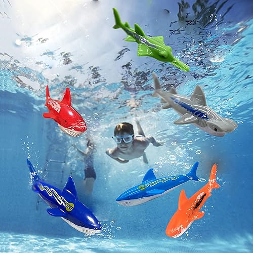 Miniatura 2 de Toy Galaxy Juego de tiburones de buceo en la piscina para niños, práctica de buceo y natación, hundimiento bajo el agua, tiburones blancos