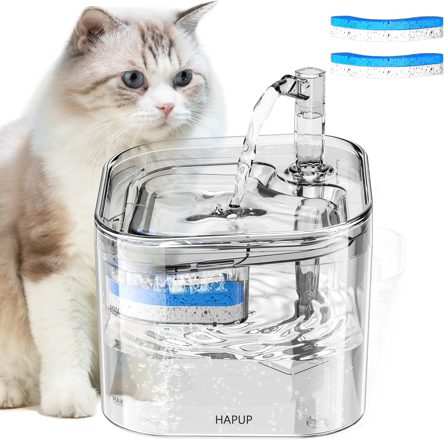 HAPUP Cat Water Fountain Cat Fountain 2.2L Square Automatic Animal