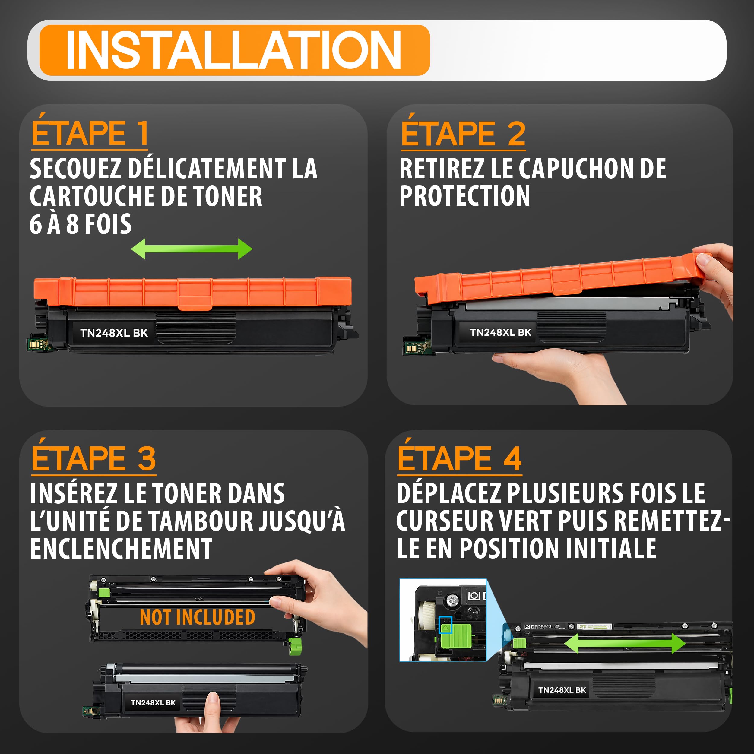 TN248XL TN248 Toner pour Brother MFC-L3740CDW MFC-L3760CDW HL-L3220CWE (5 Toners avec Puce)