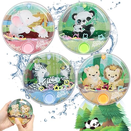 SevenQ Juegos de agua para niños paquete de 4 juguetes de mano para juegos de agua juegos de mano para lanzar anillos de agua juegos de viaje para