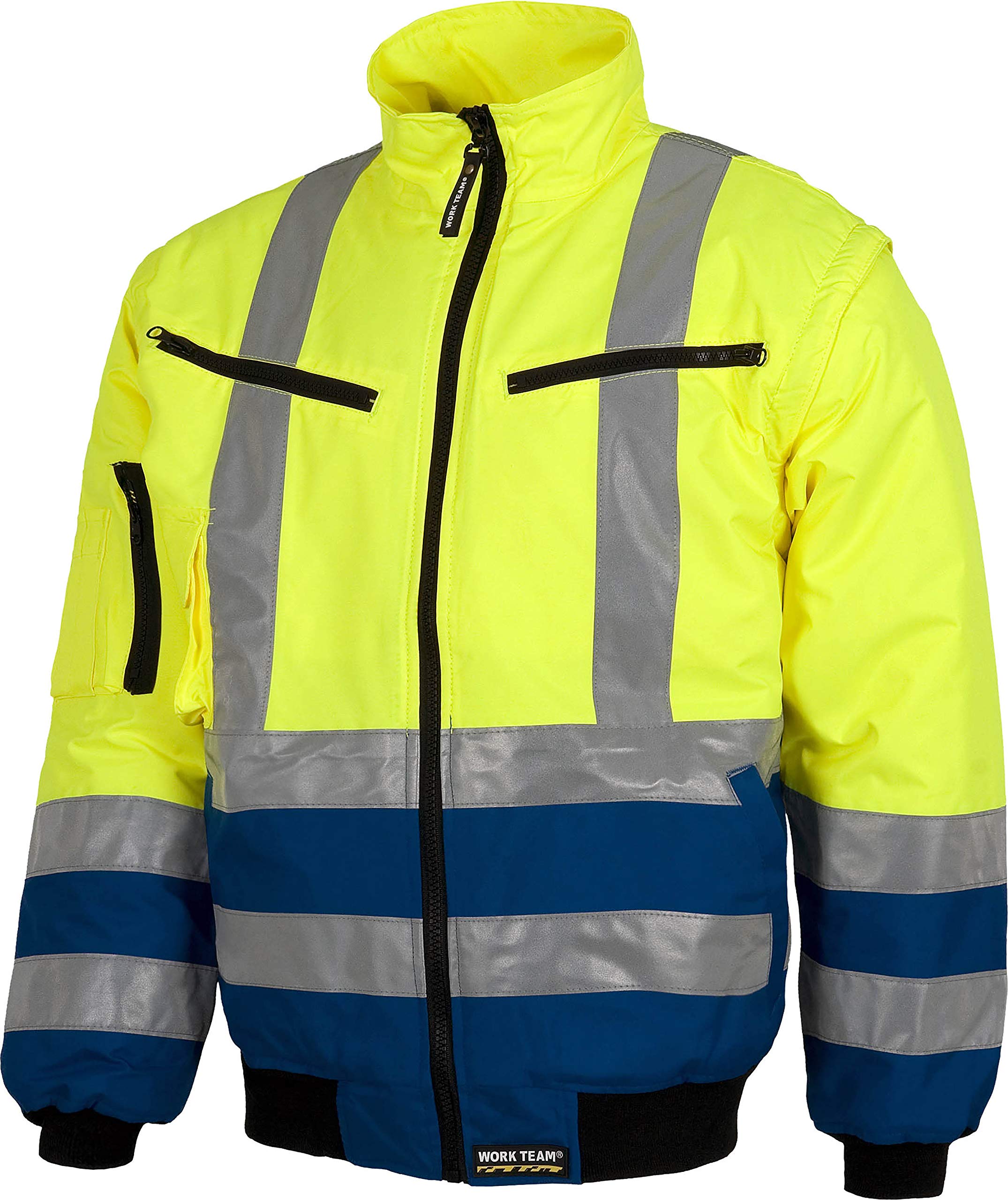 Work Team Piloto combinada Alta Visibilidad con Cintas Reflectantes. Mangas Desmontables. EN471. Hombre Azulina+Amarillo A.V. L