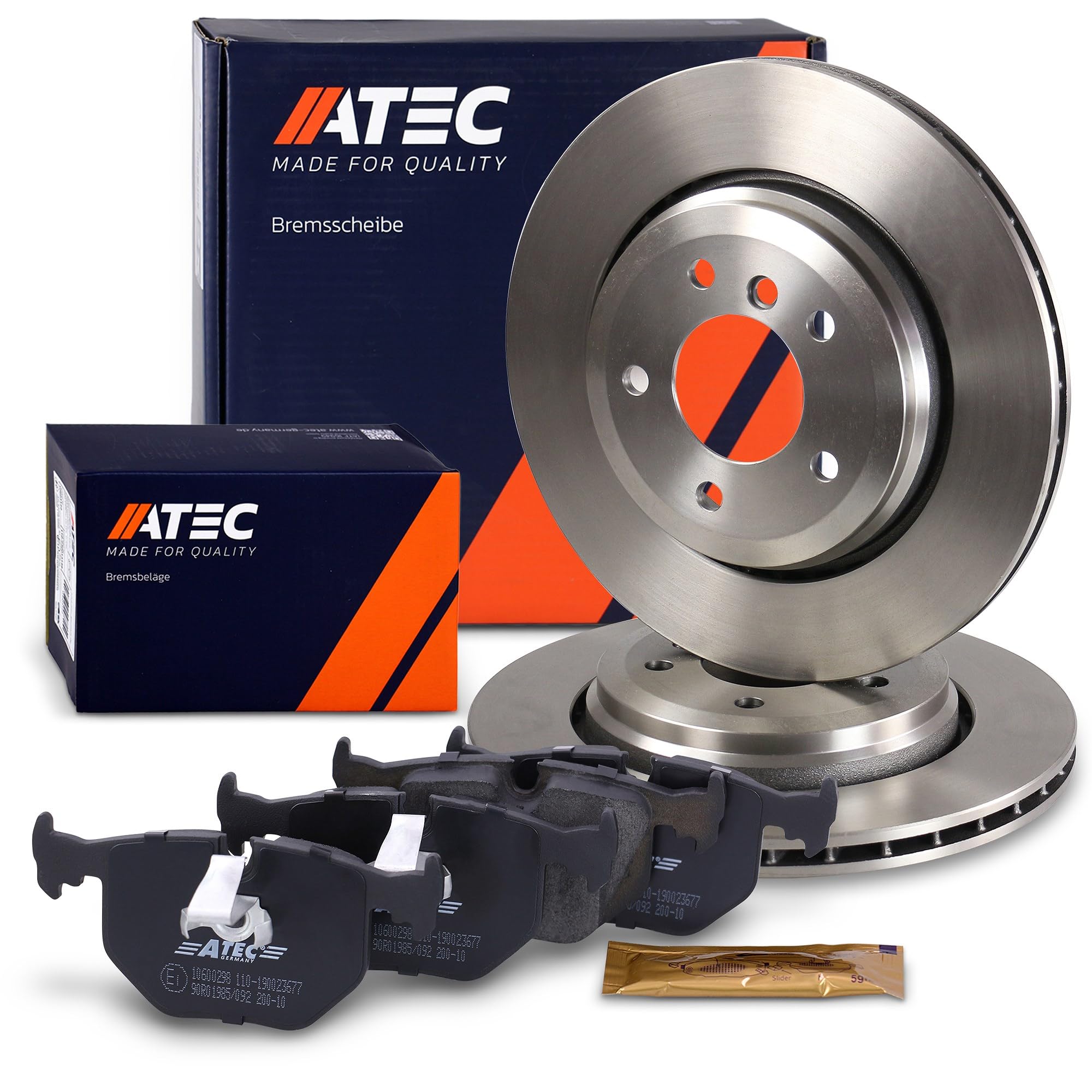 ATEC GERMANY Juego de frenos eje trasero incl. discos de freno Ø 320 mm ventilados+pastillas de freno traseras BMW Serie 3 (E46), Serie 3 Convertible (E46), Serie 3 Coupé (E46), Serie 3 Touring (E46)